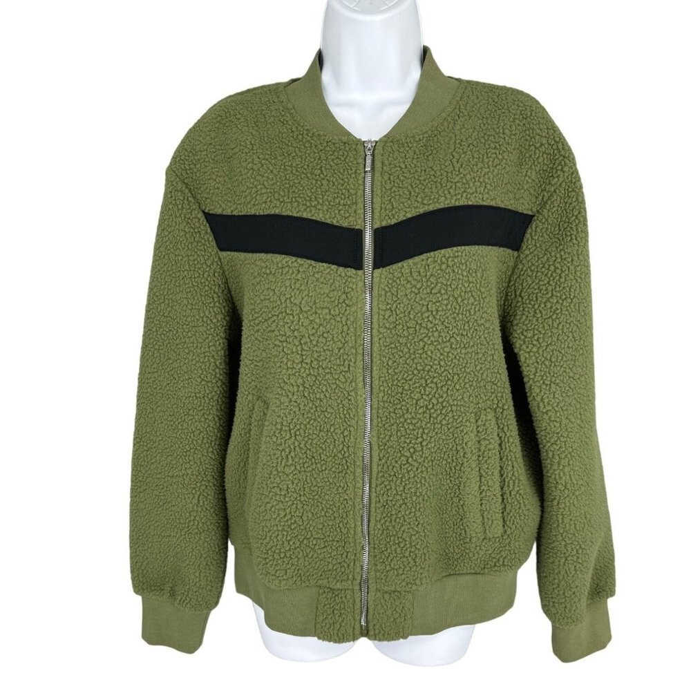 ZYIA Active Women’s Olive Flying V Full Zip Fleece Jacket Size M